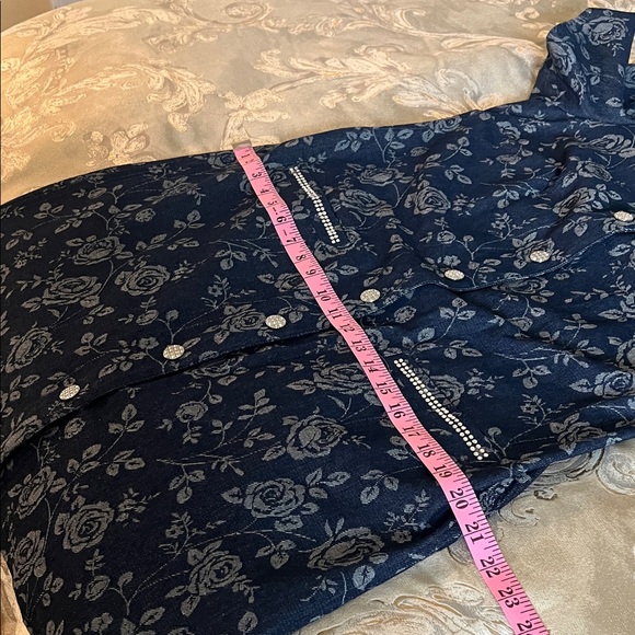 Eliza J Blue Floral Button-Down jeans Dress - Picture 15 of 16